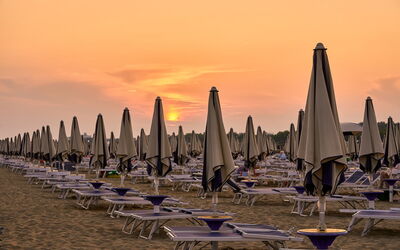 Een strand in Bibione