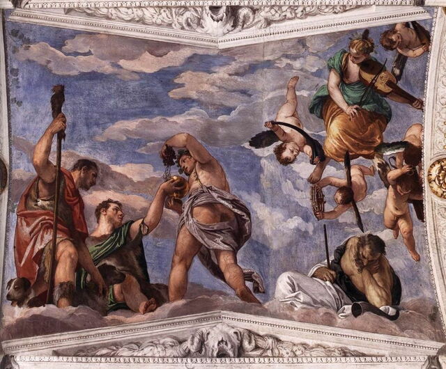 Veronese schildering in de Bacchus kamer van Villa Barbaro