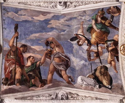 Veronese schildering in de Bacchus kamer van Villa Barbaro