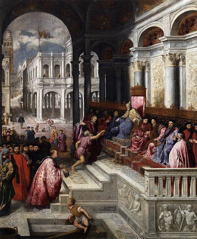 Schilderij van het aanbieden van de ring