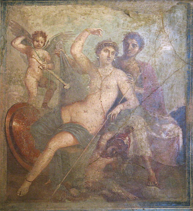 Pompeji schilderij van Venus en Mars