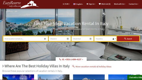Italy Villas, Homepage