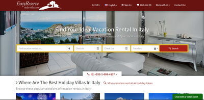 Italy Villas, Homepage