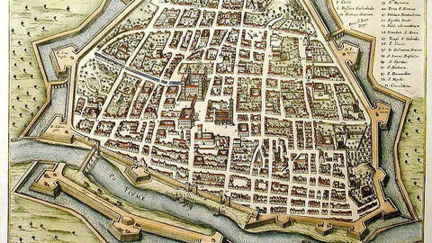Middeleeuwse kaart van Ferrara