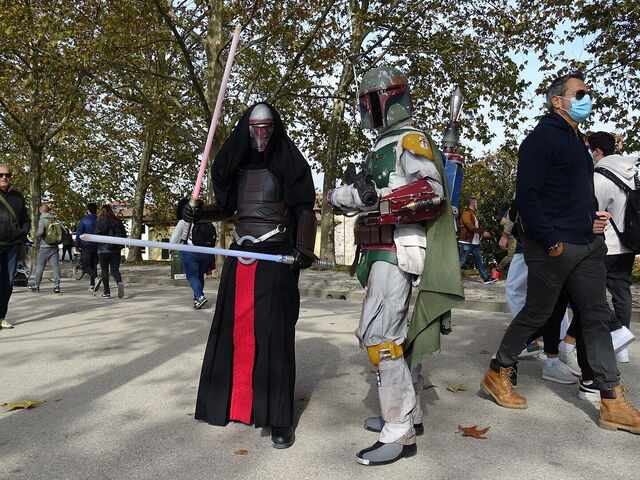 Darth Revan en Boba Fett cosplay, Lucca, 2021