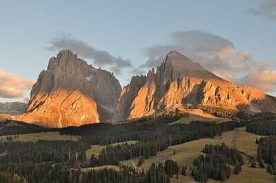 Alpe di Siusi, zonsondergang