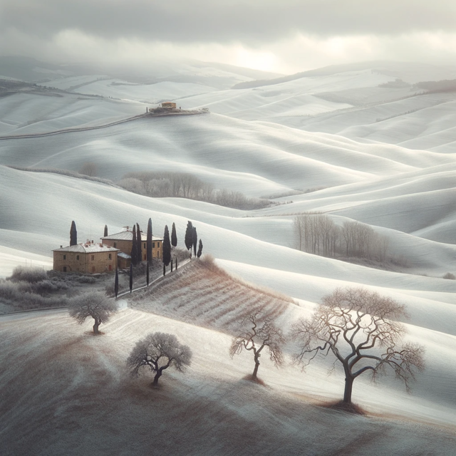 Toscane in de sneeuw
