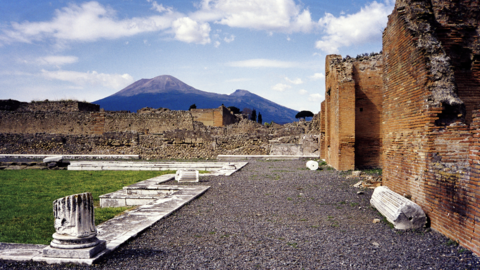 Zicht op de Vesuvius vanaf Pompeï