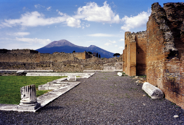 Zicht op de Vesuvius vanaf Pompeï