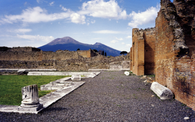 Zicht op de Vesuvius vanaf Pompeï