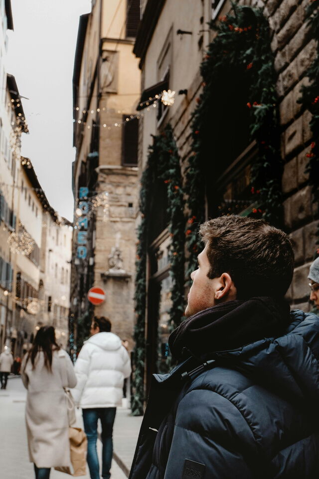 Een straat in Florence tijdens Kerstmis