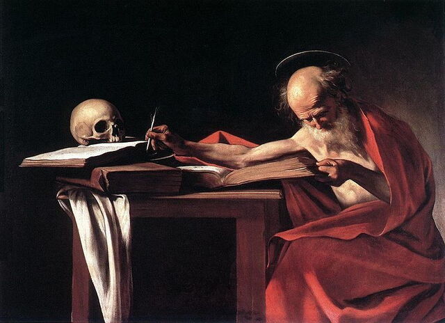 Sint Jerome schrijven, Caravaggio