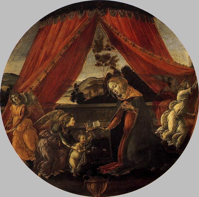 Botticelli, Maagd en kind met drie engelen
