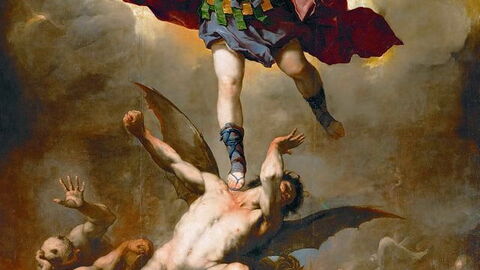 Schilderij van engel en duivel