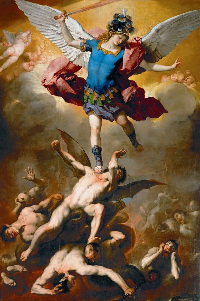 Schilderij van engel en duivel