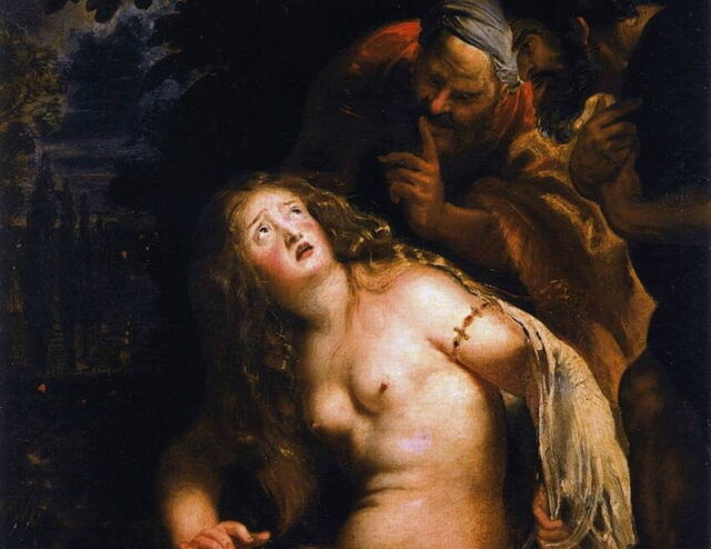 Susanna en de ouderlingen, Raphael, detail