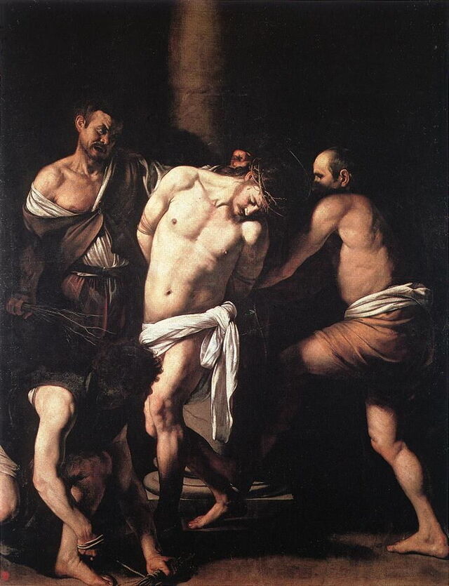 De geseling door Caravaggio. c. 1607–1608