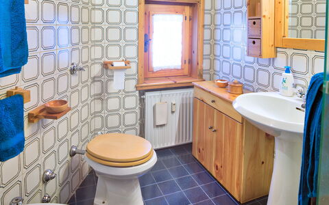 The Twins Apartment - Champoluc: Badkamer, Eigendom, Kamer, Blauw, Interieur Ontwerp, Tegel, Huis, Wc Bril, Onroerend Goed, Verdieping