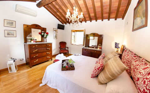 Alla Piazzetta Proprietà: Kamer, Slaapkamer, Meubilair, Eigendom, Interieur Ontwerp, Plafond, Bed, Gebouw, Laken, Huis