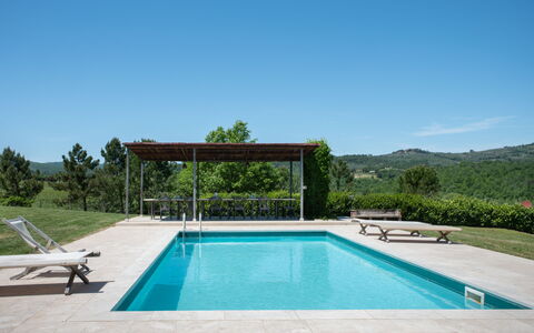 Villa Felciai: Water, Lucht, Zwembad, Fabriek, Azure, Rechthoek, Schaduw, Land Lot, Gras, Boom