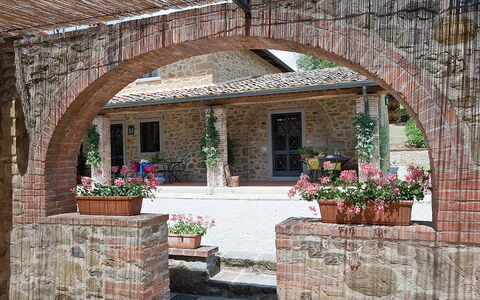 Agriturismo L'incrociata: Fabriek, Bloem, Venster, Bloempot, Gebouw, Schaduw, Metselwerk, Steen, Kamerplant, Hout