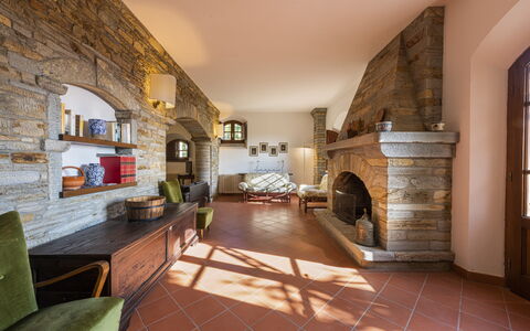 Villa Montignoso: Meubilair, Fotolijst, Stoel, Bankstel, Hout, Kamerplant, Fabriek, Hal, Woonkamer, Tafel