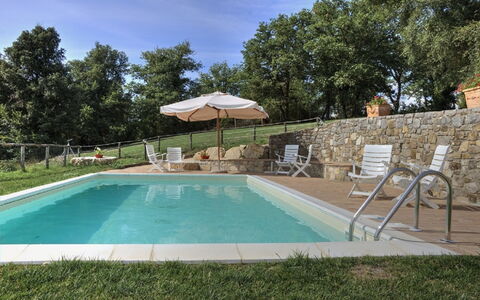 Villa Di Gaiole: Water, Lucht, Fabriek, Zwembad, Schaduw, Boom, Stoel, Buitenmeubels, Paraplu, Gras
