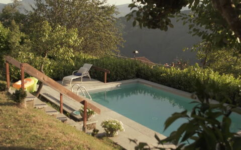 Villa In Garfagnana: Water, Fabriek, Zwembad, Zwemwater, Buitenmeubels, Boom, Stoel, Gras, Landschap, Vrije Tijd