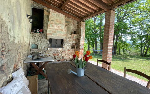 Podere La Sterza: Tafel, Meubilair, Fabriek, Gebouw, Hout, Bloempot, Stoel, Interieur Ontwerp, Boom, Huis