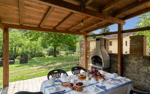 Locanda Di Alberi Without Kitchen: Tafel, Fabriek, Eigendom, Gebouw, Tableware, Schaduw, Interieur Ontwerp, Boom, Buitenmeubels, Hout
