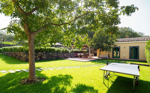 Villa Tranquilla - Randazzo, Sicilia: Fabriek, Gebouw, Meubilair, Tafel, Groen, Boom, Schaduw, Plantkunde, Buitenmeubels, Lucht