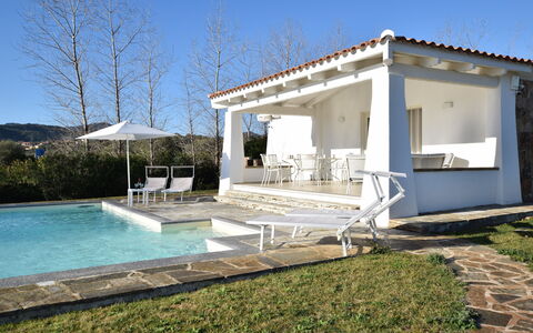 Villa Helios - Budoni, Sardegna: Water, Fabriek, Lucht, Schaduw, Zwembad, Buitenmeubels, Woongebied, Samengesteld Materiaal, Boom, Gras