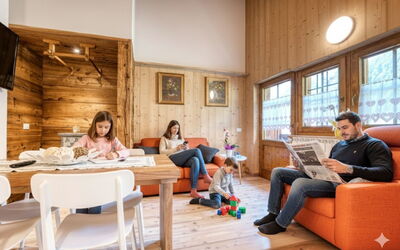 Chalet Borgo Walser Testa 6: Interieur Ontwerp, Hout, Meubilair, Flooring, Plafond, Kamer, Verdieping, Huis, Woonkamer, Bankstel