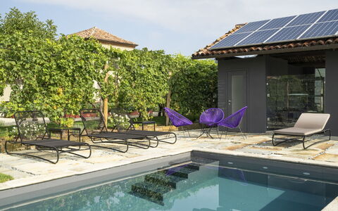 B&b Vigne Di Fagnano Without Kitchen: Water, Fabriek, Gebouw, Meubilair, Lucht, Azure, Zwembad, Stoel, Buitenmeubels, Schaduw