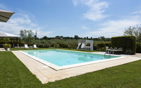 Villa Yvonne: Zwembad, Tuin, Toevlucht, Landscaping, Gazon, Schaduw, Backyard, Landgoed, Buitenmeubels, Werf