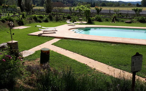 Appartamento Il Cantico Del Gallo, Wifi, Near Peru: Tuin, Zwembad, Buitenmeubels, Gazon, Schaduw, Backyard, Landscaping, Vrije Tijd, Park, Waterpartij
