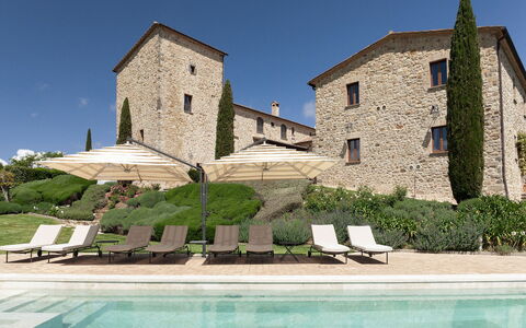 Torre Antica: Buitenmeubels, Ligstoel, Zwembad, Villa, Binnenplaats, Chaise Longue, Toevlucht, Hoofdkussen
