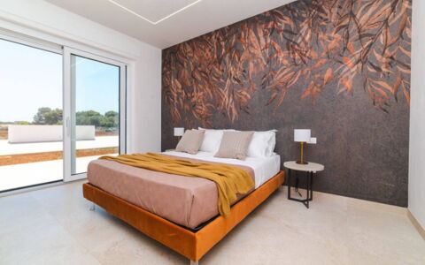 Villa Donnosanto a 5 Minuti Da Spiaggia. Ostuni 10: Hout, Slaapkamer, Verdieping, Interieur Ontwerp, Flooring, Huis, Laken, Bedding, Bed, Houten Vloer