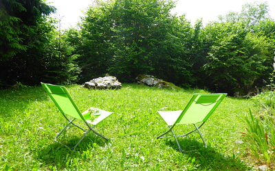 Chalet Giove: Groen, Meubilair, Gras, Buitenmeubels, Klapstoel, Stoel, Groundcover, Tuin, Gazon