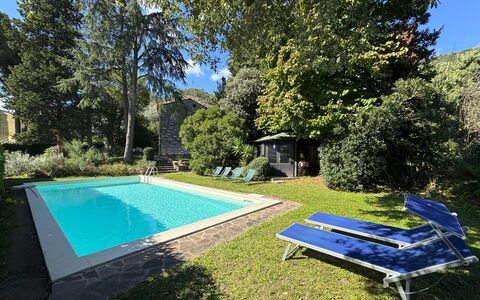 Allo Scoiattolo: Blauw, Zwembad, Struik, Tuin, Schaduw, Backyard, Toevlucht, Landgoed, Landscaping, Hacienda