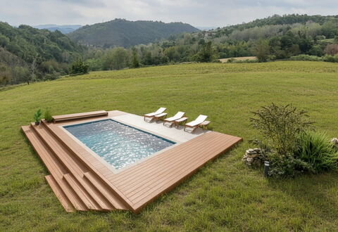 Villa Pietra With Pool On Piemonte Hills: Hout, Zwembad, Vrije Tijd, Hardwood, Tuin, Houten Vloer, Beits, Eco Hotel, Dek, Landscaping