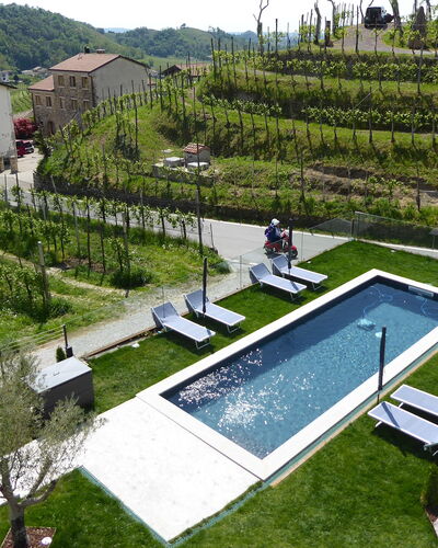Villa Valdobbiadene Pool Spa: Stedelijk Ontwerp, Tuin, Werf, Zwembad, Landscaping, Landbouw, Plantage, Vogelperspectief, Backyard, Villa