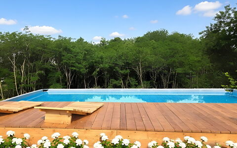Villa Dolce Bosco with Pool, Valdobbiadene: Hout, Zwembad, Schaduw, Tuin, Eco Hotel, Hardwood, Vrije Tijd, Landscaping, Beits, Dek
