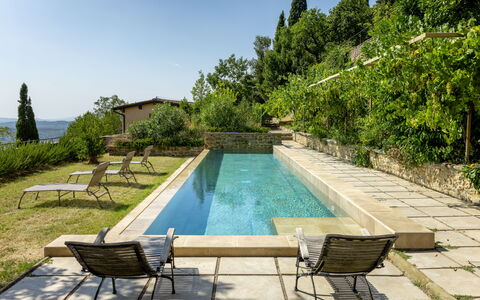 Villa Il Casalino, Florentine Hills with Pool: Zwembad, Samengesteld Materiaal, Tuin, Landgoed, Landscaping, Waterpartij, Backyard, Schaduw, Flagstone, Tegel