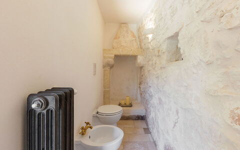 Villa Olivella: Muur, Loodgieterswerkinrichting, Badkamer, Toilet, Loodgieter, Wc Bril, Stenen Muur, Tegel, Ceramic, Kraan