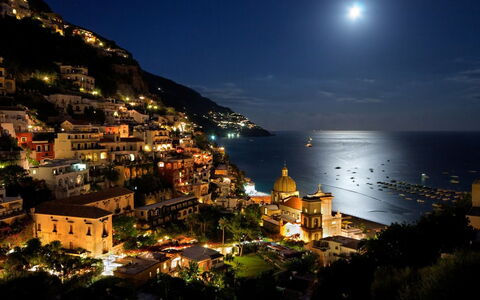 Casa Amalfitana: Nacht, Kust, Zee, Kust En Oceanic Landvormen, Middernacht, Oceaan, Kust, Avond, Strand, Badplaats