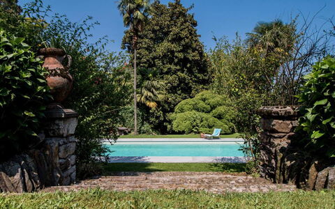 Villa Romantica: Blauw, Struik, Tuin, Zwembad, Schaduw, Landscaping, Vrije Tijd, Toevlucht, Backyard