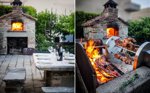 Villa Bilor Luxe: Schoorsteen, Steen, Koken, Voedsel, Barbecue, Warmte, Backyard