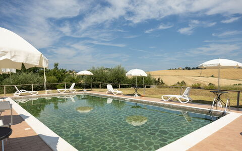 Il Giuncheto Apartments, Pool, Umbrian Countryside: Zwembad, Buitenmeubels, Stoel, Ligstoel, Landscaping, Toevlucht, Villa, Paraplu