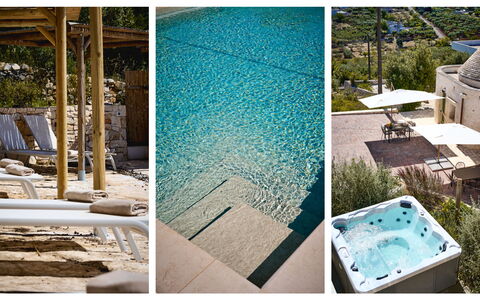 Trullo Miravista Valle D'Itria: Zwembad, Samengesteld Materiaal, Buitenmeubels, Toevlucht, Natuurlijk Materiaal, Schaduw, Waterpartij, Ligstoel, Eco Hotel